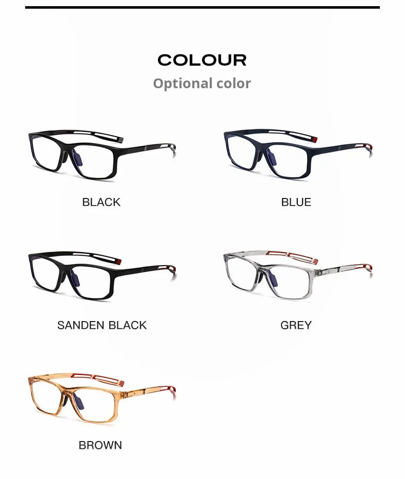 YIMARUILI Ultra-light TR90 Sports Glasses Men and Women Outdoor Cycling Fashion Square Optical Prescription Eyeglasses Frame 300