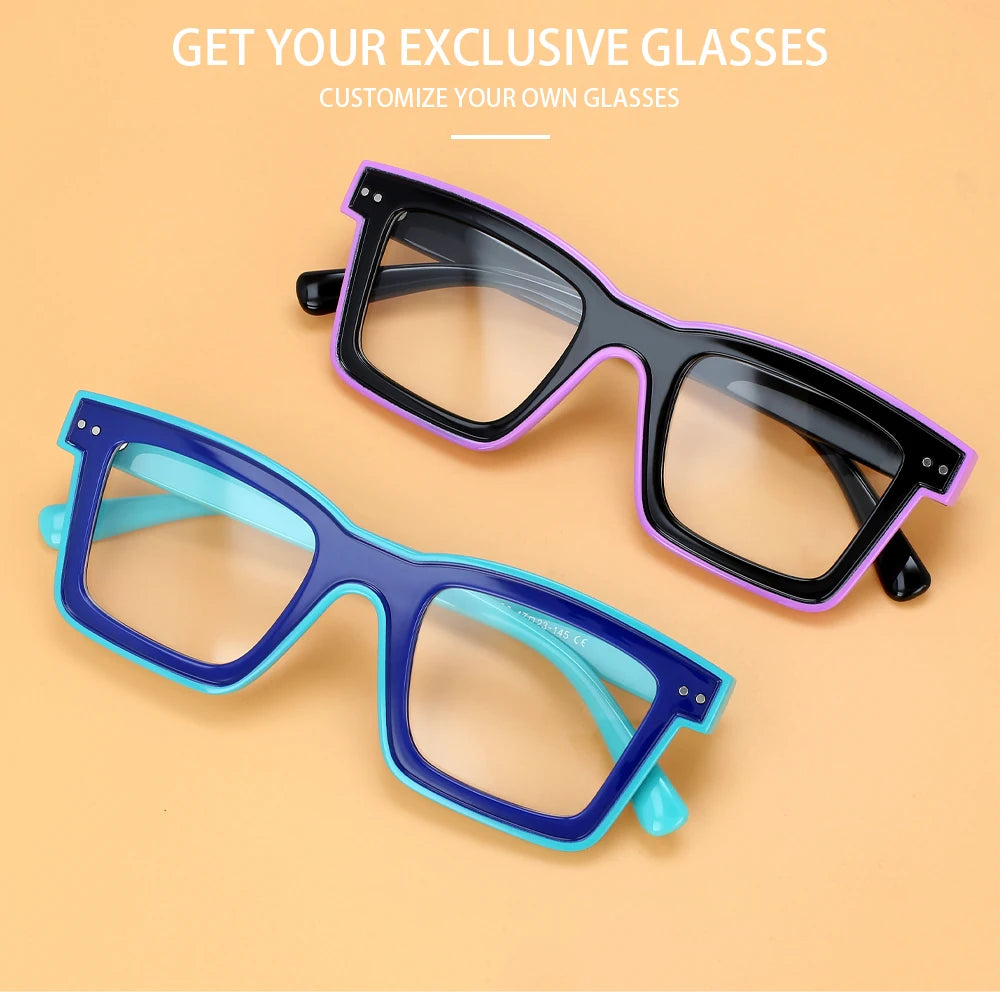 55599 New Fashion Men Brand Designer Glasses for Ladies Anti Blue Retro Square Punk Frame Clear Computer Purple Eyeglasses