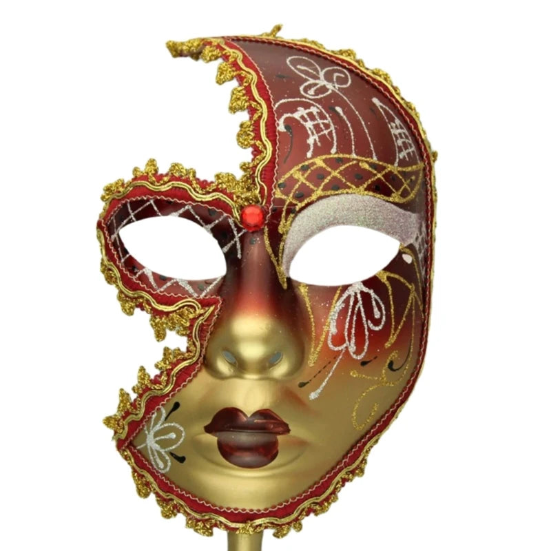 Mardi Gras Mask Masquerade Mask with Holding Venetians Mask Carnivals Mask Halloween Costume Mask for Party