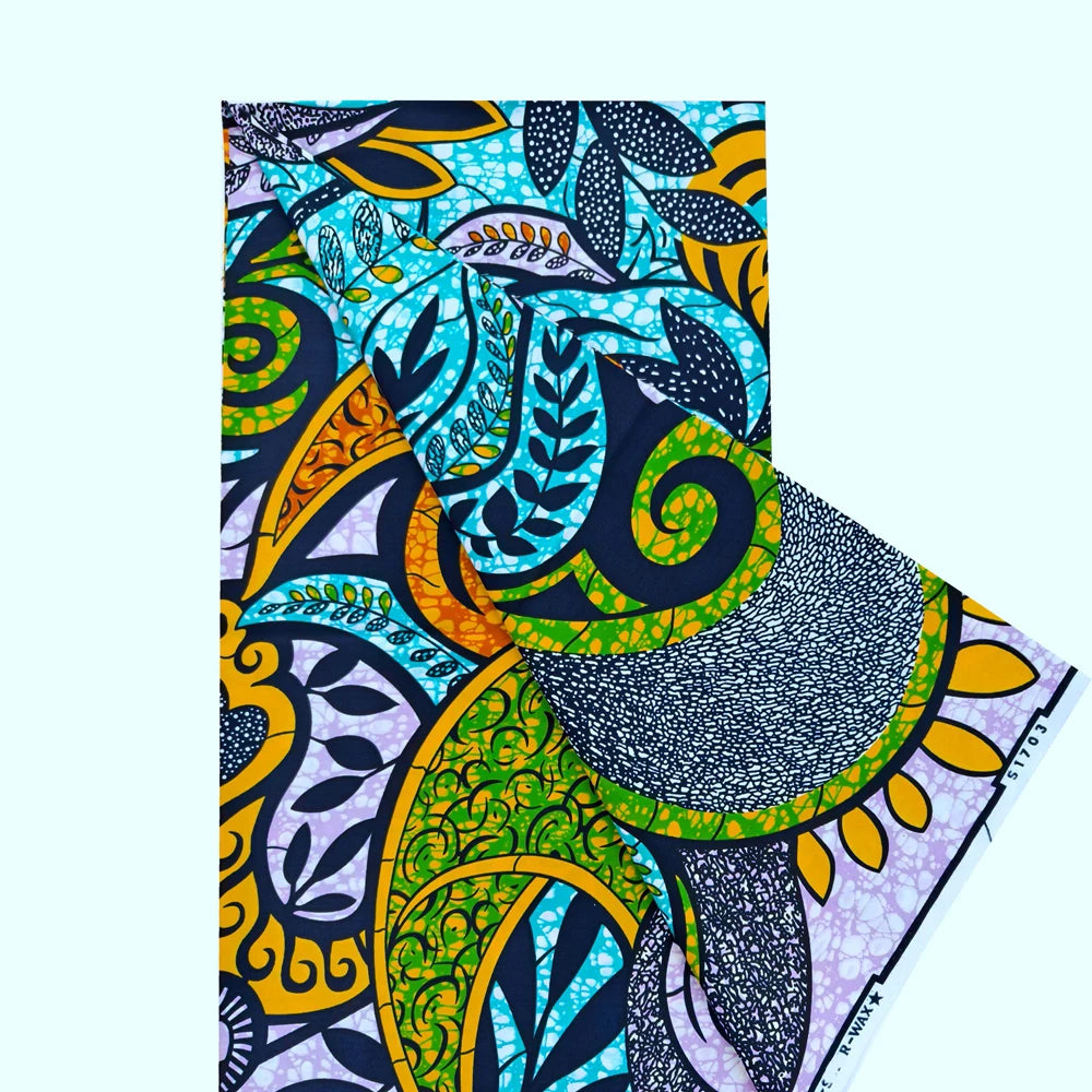 New Super Tissu Ankara Good Real Prints African Wax Fabric Soft Pagne Cotton Material Kente 6YARDS Stuff Blue Batik For Sew