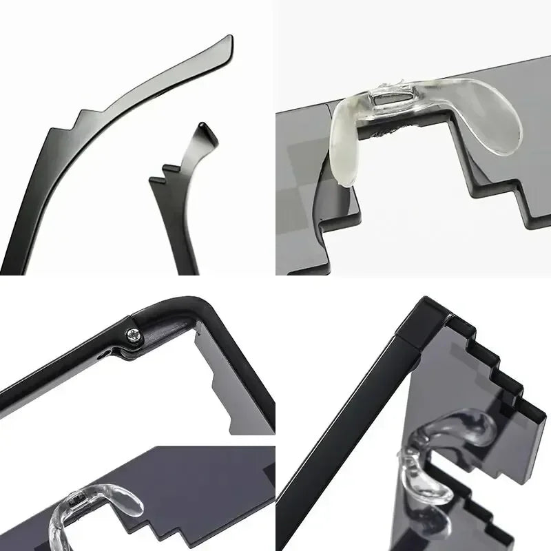 Design Funny Mosaic Sunglasses Thug Life Sun Glasses Pixel Black Retro Gamer Robot Sunglasses Birthday Party Cosplay Favors Mask