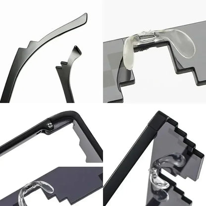 Design Funny Mosaic Sunglasses Thug Life Sun Glasses Pixel Black Retro Gamer Robot Sunglasses Birthday Party Cosplay Favors Mask