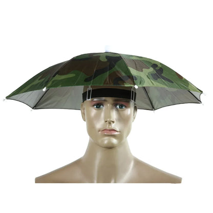 55cm Foldable Rain Umbrella Hat Army Green Outdoor Pesca Sun Shade Waterproof Camping Fishing Headwear Cap Beach Head Hats