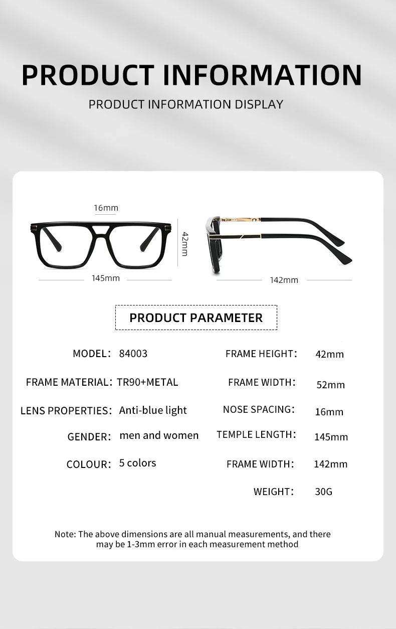 VICKI Mature Man's Double-barreled High-end TR Glasses - Customizable Prescription - Anti-blue Light Glasses Multifocal 84003
