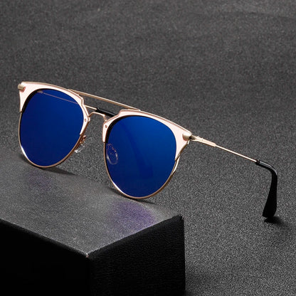 1-pack retro double-beam round frame fashion glasses for ladies and gentlemen, ideal for street style photography