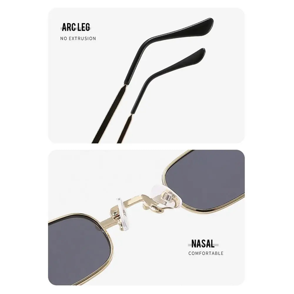 Retro Rectangle Sunglasses Women Brand Designer Small Metal Frame Square Punk Sun Glasses Men Fashion Vintage Oculos De Sol