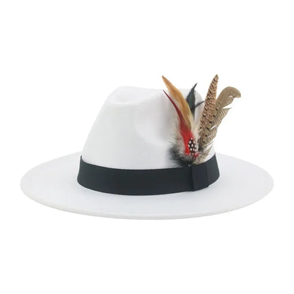 Hat Fedoras Winter Women Hats Men Felt Hat Feather Luxury Fashion Casual Wedding Decorate Men Women Fedora Chapeau Femme Bonnet