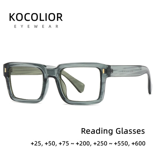 KOCOLIOR New Brand Design Square Board Anti Blue Light Reading Glasses for Men and Women Retro Glasses with Diopter 0 to+6.0