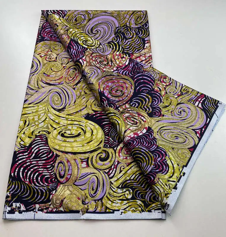 New Ankara Glitter Golden Wax Soft Flash Gold Print Batik High Quality Pagne Purple Women Tissus African Grand Golden Wax Fabric