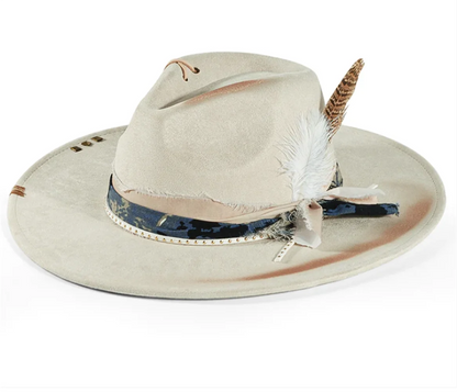Handmade Fedora Hat suede Men's and Women's Hat feather vintage Fashion Jazz hat Top hats flat Panama sombrero mujer British hat