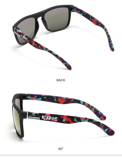 KAROS 2PCS Sunglasses Men/Women Polarized Square Mirror Brand Design Luxury UV400 SunShade Unisex Fishing Driving Cycling Hiking