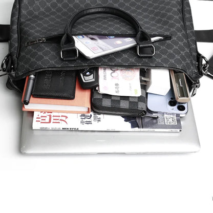 Fashion Black Leather Briefcase Designer Laptop Business Word Handbag for Women Work Bags High Qality Men Shoulder Bag Brand