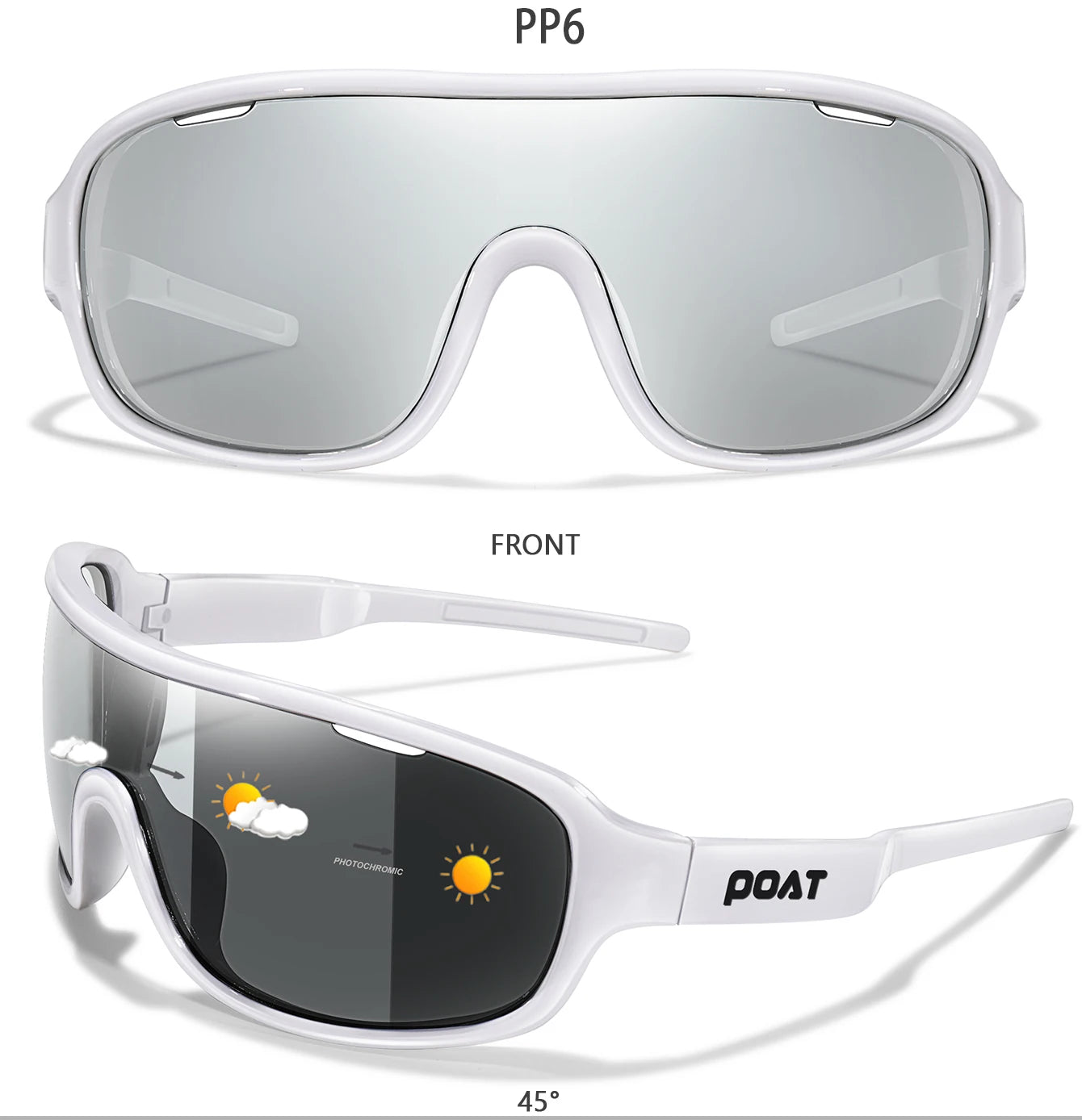 POAT BRAND Cycling Photochromic Eyewear Outdoor Sports Cycling Fishing Road Bike Hiking Sunglasses Men Women windproof Glasses