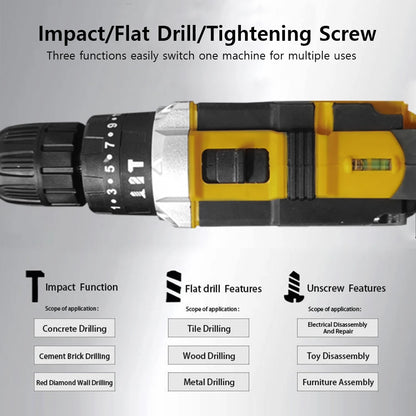 Multifunctional 21V rechargeable impact drill lithium battery cross-border flashlight gun drill electric screwdriver electric dr