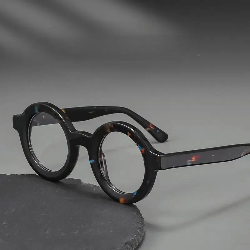Vintage Round Glasses Frame Luxury New Fashion Trend Solid Thick Acetate Frame High-end Fake Glasses Women Men Original Quality