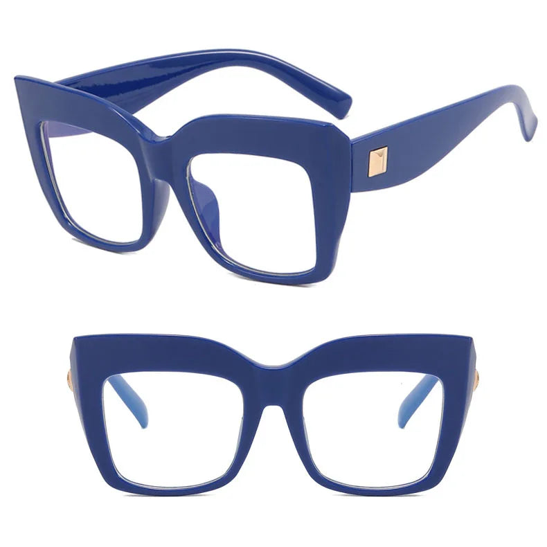 Square Anti Blue Light Reading Glasses Optical Lenses Prescription Glasses Frame Women Large Frame Cat Eye Presbyopic Glasses