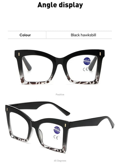 2025 New Style Reading Glasses for Women Fashion Men Oversized Square Prescription Glasses Large Frame Anti-blue Presbyopia