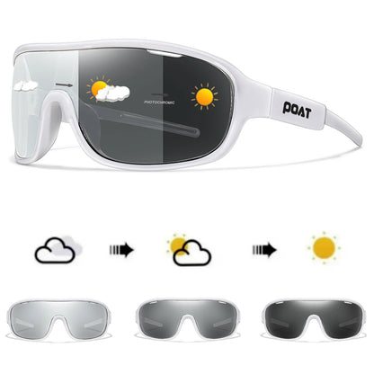 POAT BRAND Cycling Photochromic Eyewear Outdoor Sports Cycling Fishing Road Bike Hiking Sunglasses Men Women windproof Glasses