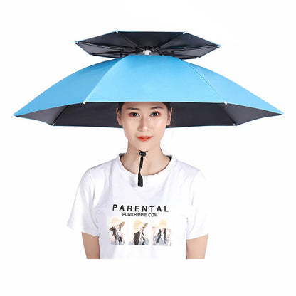 Windproof Umbrella Cap Wearing An Umbrella On The Head Sturdy Men's And Women's Foldable Large Sunshade And Rain Hat Umbrella