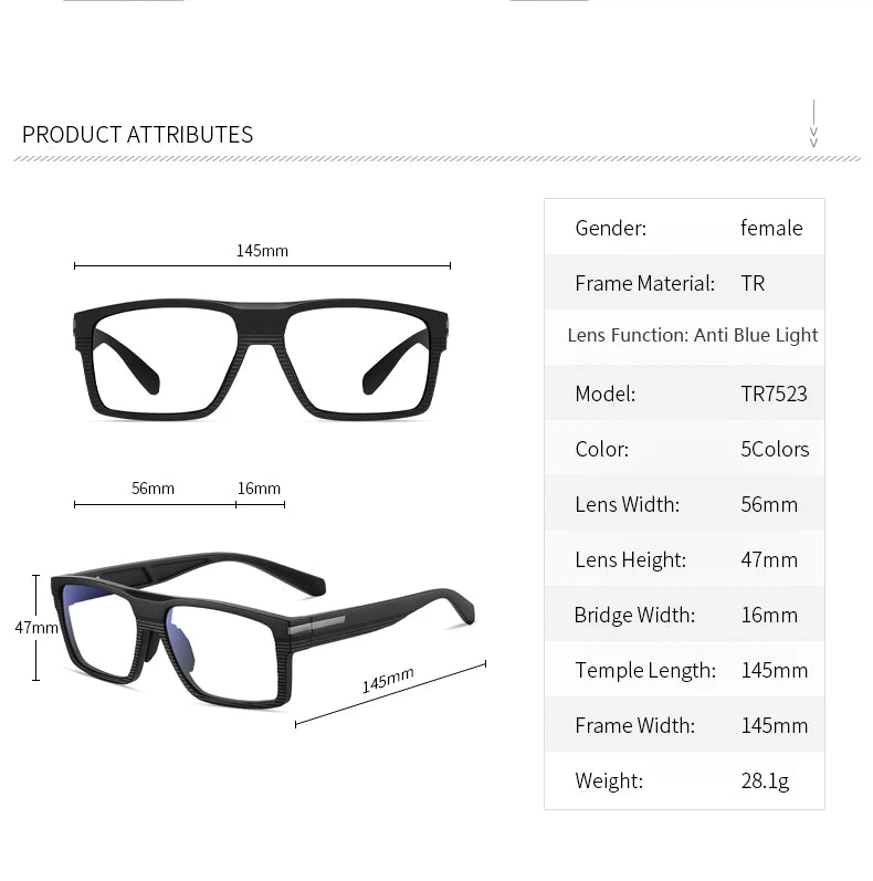 Men's Optical CR39 Lenses Myopia Presbyopic Eyewear Women Blue Light Blocking Prescription Reading Glasses TR90 Eyeglasses Frame