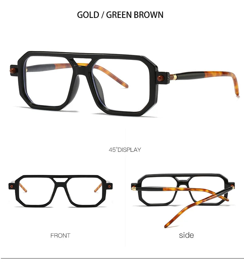 KOCOLIOR Men's Retro Fashion Double Beam Reading Glasses Brand Design Anti Blue Light Photochromic Presbyopia Glasses +0 to +6.0