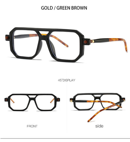 KOCOLIOR Men's Retro Fashion Double Beam Reading Glasses Brand Design Anti Blue Light Photochromic Presbyopia Glasses +0 to +6.0