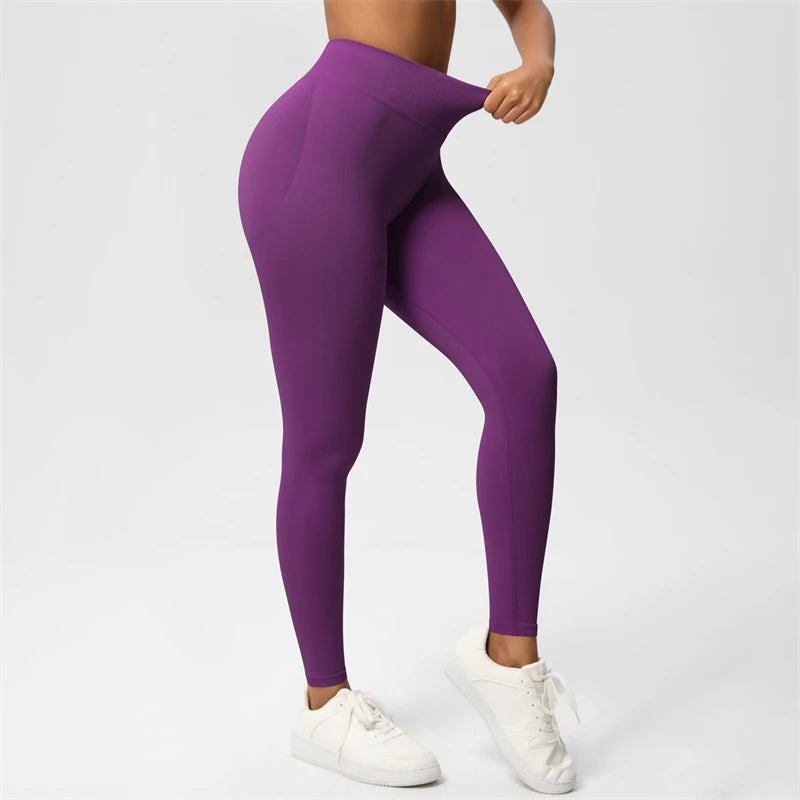 2025 Bum Shaping Leggings Impact Women Seamless Sports Yoga Pants Low Ribbed Band Gym clothes Fitness Workout Scrunch Butt Tight