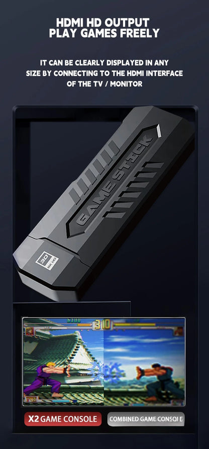 X2 Retro Game Stick 4K Video Game Console 40000+ Games,30+ Emulators,HD Output 2 Wireless Controllers,Plug and Play,TV/Computer