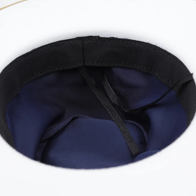 2022 New Feather band Felt Fedora Hats for Women Wide Brim Men Formal Jazz Hats Panama Church Wedding Dress Hat chapeu feminino