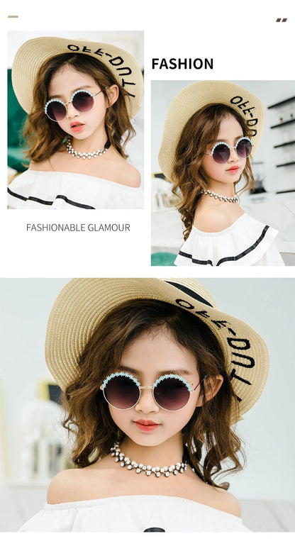 2025 Sunglasses children's glasses flower fashion New Sunglasses children's round children's Metal