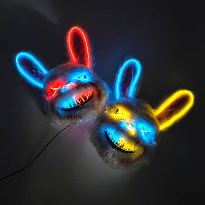 Halloween Light Up Horror Mask Glowing Bloody Bear Killer Mask Flashing Neon Scary Bear Mask for cosplay mask purim props