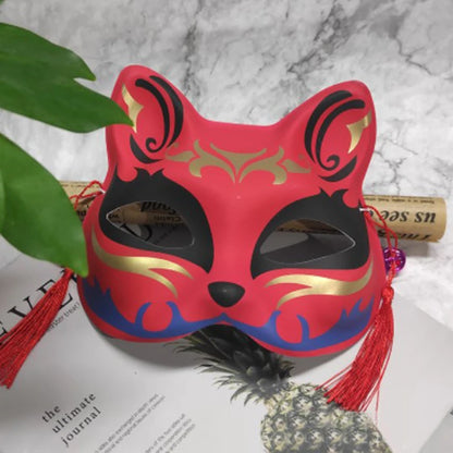 New Fox Mask Role Playing Carnival Handdrawn Anime Devil Half Face Cat Mask Festival Party Role Playing Prop Mask