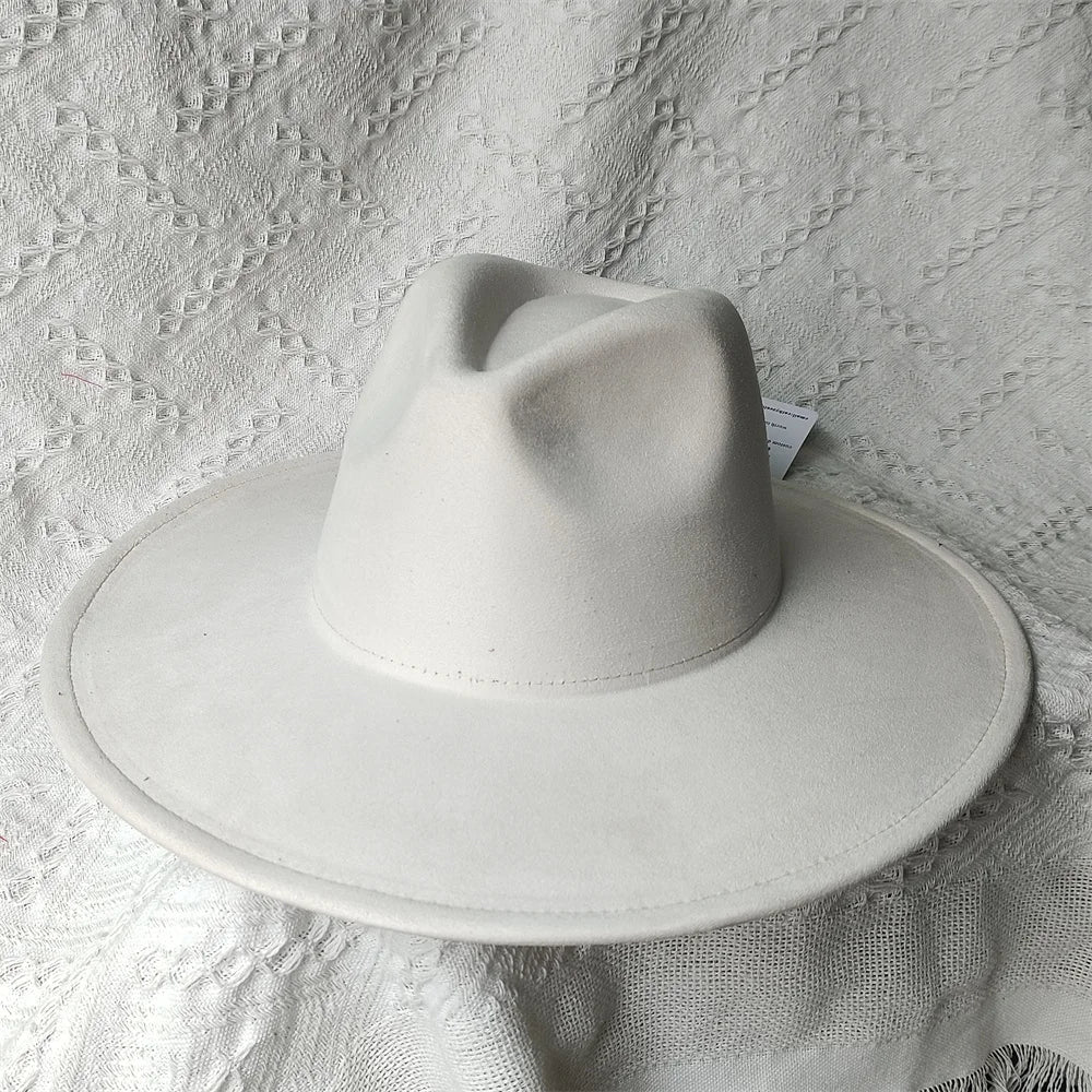 Colorful Suede Wide Brim Felt Fedoras Women's Hat Men's Church Jazz Hat Denim Hat Panama шляпа женская летняя 2024
