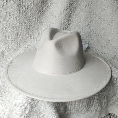 Colorful Suede Wide Brim Felt Fedoras Women's Hat Men's Church Jazz Hat Denim Hat Panama шляпа женская летняя 2024