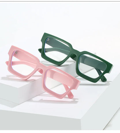 Oversized Square Reading Glasses For Women Brand Designer Blue Light Blocking Eyeglasses Green Leopard Prescription Glasses Men
