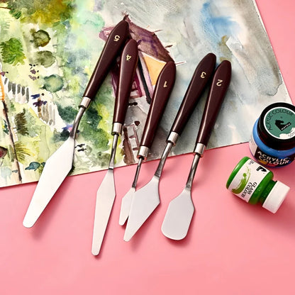 Oil painting wooden scraper Paint palette knife Art acrylic gouache paint painting scraper