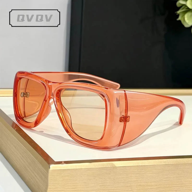 QVQV Trendy Oversized Square Sunglasses Women Men Luxury Brand Original Thick Frame Sunglasses Retro Outdoors Driving Shades