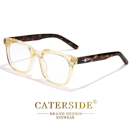 CATERSIDE Anti Blue Light Glasses Men Brand Design TR90 Square Frames Eyewear Women Business Minimalist Fashion Transparent Lens