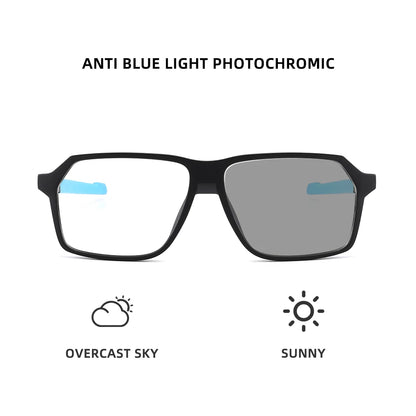 Men Sports Glasses Square Blue Light Myopia Prescription Eyeglasses Reading TR90 Trendy Photochromic Lens Mtb Bicycle Eyewear +1