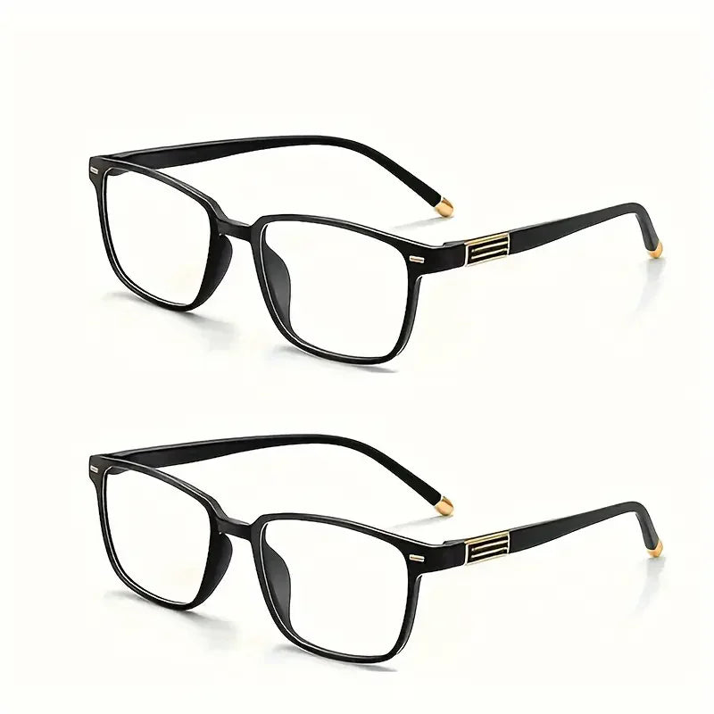 2pcs Classic Square Blue Light Blocking Reading Glasses, Comfortable And Stylish Presbyopic Glasses for Both Men And Women