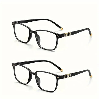 2pcs Classic Square Blue Light Blocking Reading Glasses, Comfortable And Stylish Presbyopic Glasses for Both Men And Women