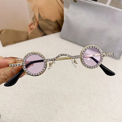 Fashion Diamond Round Sunglasses Women Luxury Rhinestone Shades UV400 Sun Glasses Female Punk Brand Designe Eyewear Men Eyeglass