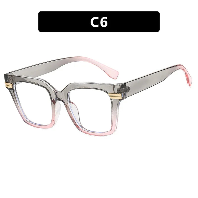 Oversized Square Reading Glasses Women Men Blue Light Protection Prescription Eyeglass Thick Frame Transparent Computer Eyewear