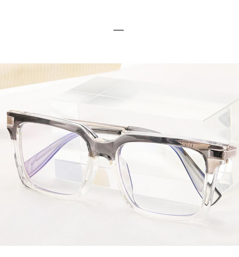TR90 Men's Square Glasses Metal Frame Anti Blue Light Oversized Reading Glasses New Double Colors Women's Presbyopic Glasses