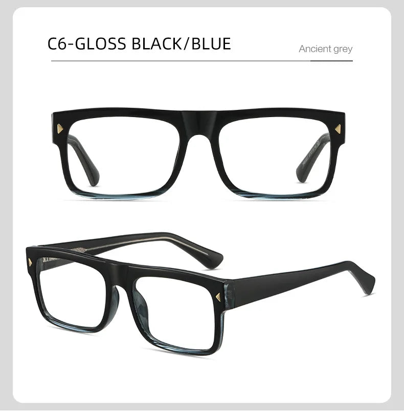 Fashion Men Prescription Myopia Glasses Luxury Brand Black Square Blue Light Blocking Eyewear Male Glasses For Vision 0 To -6.0