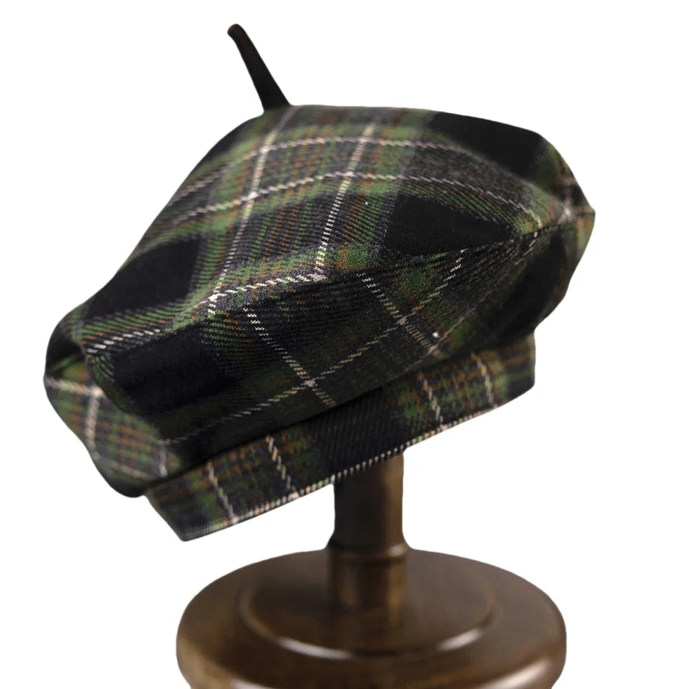 Women's Luxurious Beret Hat Fashion Lady Outdoor Travel Green Plaid Painter Hat Adult Vintage Autumn France Beret Hat FDM01