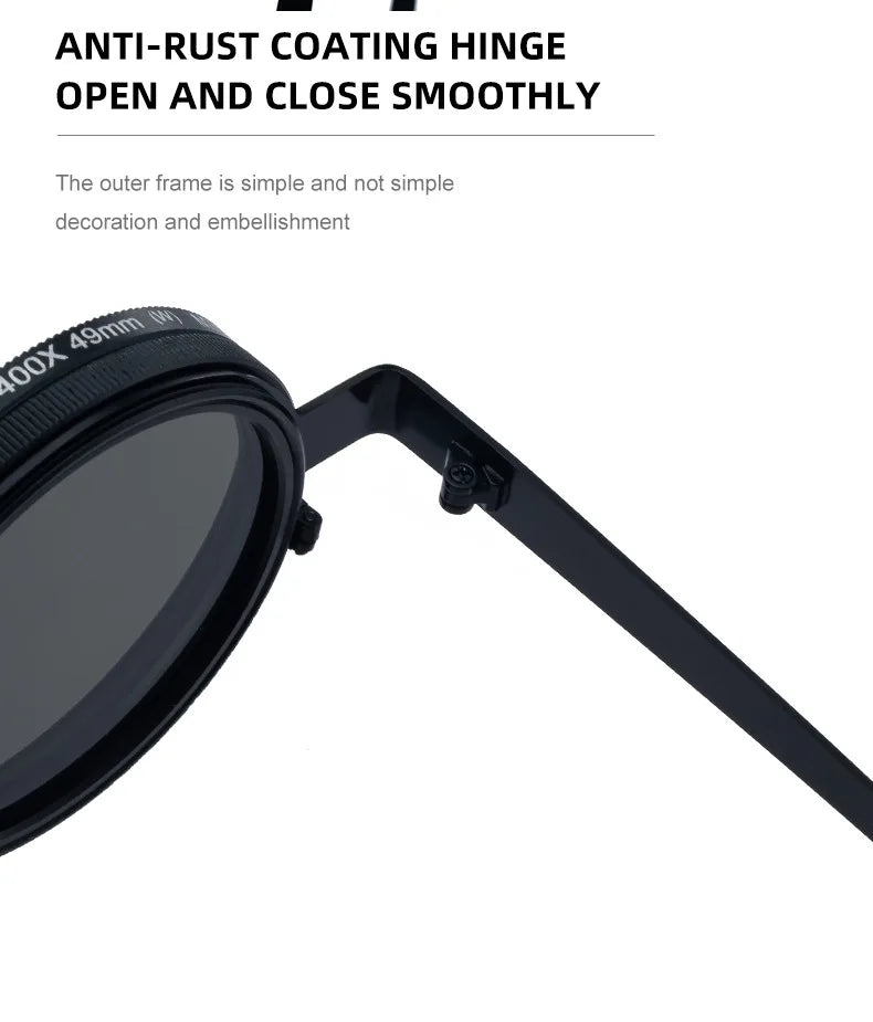 ND2-400 9 Level Adjustable Dimming Polarized Sunglasses Men Women Fishing Punk Round Glasses Driving Eyeglasses ND Filter