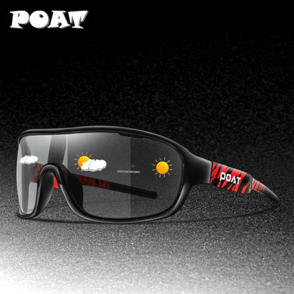 POAT BRAND Cycling Photochromic Eyewear Outdoor Sports Cycling Fishing Road Bike Hiking Sunglasses Men Women windproof Glasses