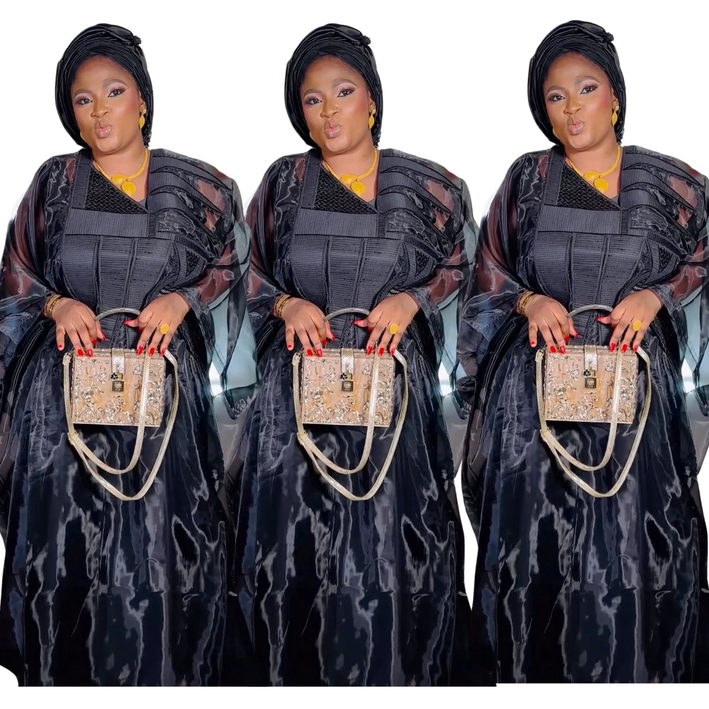 African Attire For Women Black Abaya Embroidery Plus Size Elegant Party Church Dress With Scarf