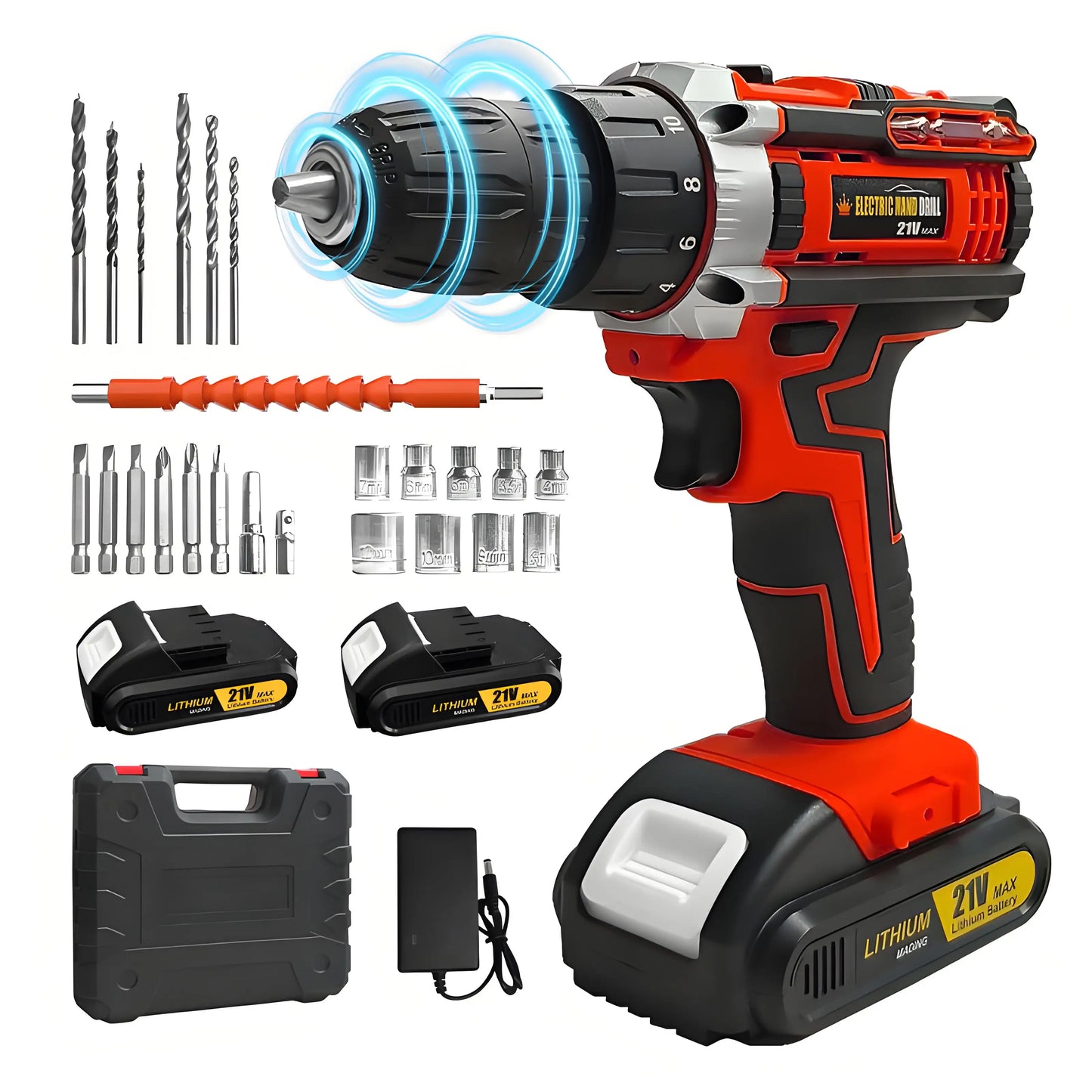 Lithium battery-powered screwdriver, electric screwdriver, electric hand drill, electric impact drill, combo set, home DIY kit